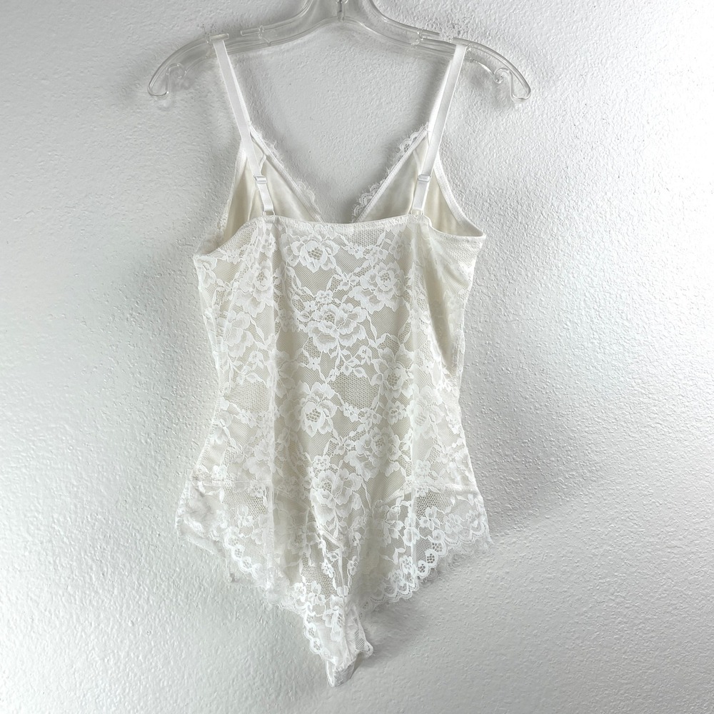 Popilush Womens Floral Lace Shaping Bodysuit Ivory V-Neck Snap Gusset Large L - Picture 3 of 7